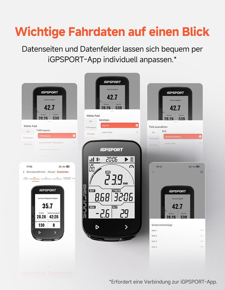 iGPSPORT BSC100S Fahrradcomputer Kabellos, 2.6'' Display Fahrradtacho Kabellos, IPX7 Wasserdicht 40H