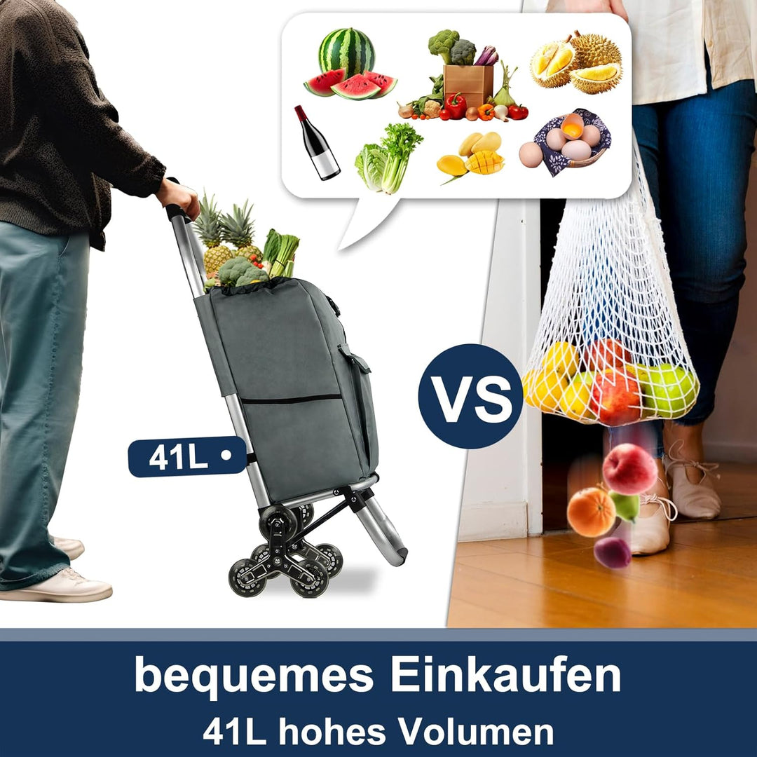 Einkaufstrolley, HOMELUX klappbar, Stabiler Einkaufswagen, grosse Kapazität 41 L, multifunktional, H
