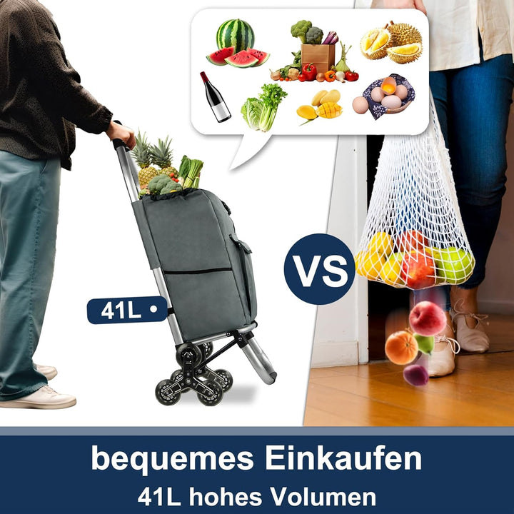 Einkaufstrolley, HOMELUX klappbar, Stabiler Einkaufswagen, grosse Kapazität 41 L, multifunktional, H