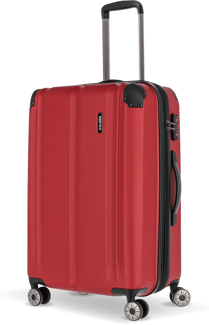 travelite 4-Rad Koffer M mit TSA Schloss + Dehnfalte, Gepäck Serie City: Robuster Hartschalen Trolle