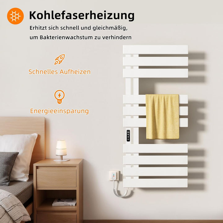 Elektrischer Handtuchhalter, WiFi Smart Thermostat Schwarz Handtuchwärmer, für Alexa und Google Home