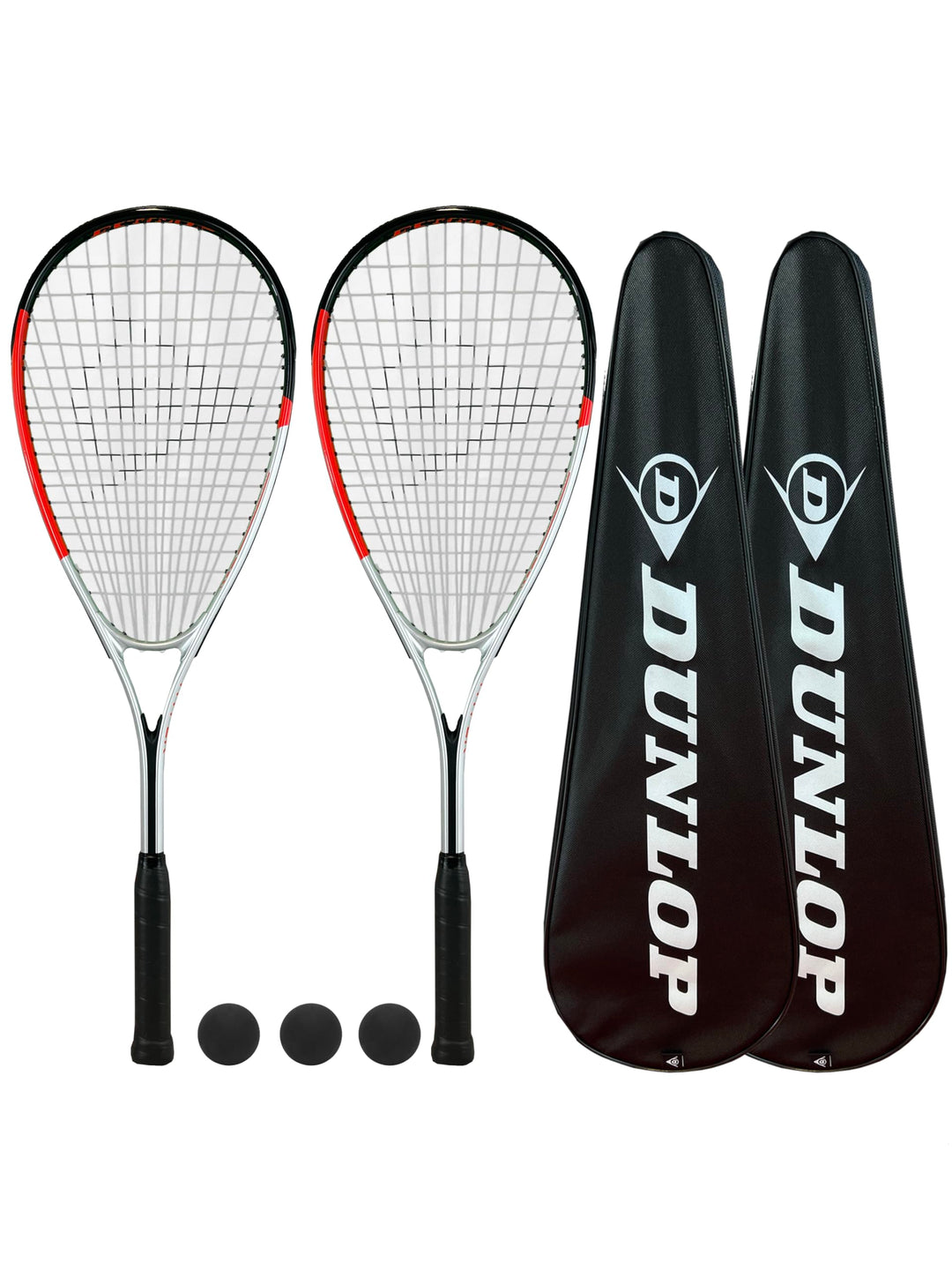 Dunlop Biotec X-Lite Squashschläger x 2 + Schlägerhülle (2) + 3 Squash-Bälle (Verschiedene Optionen)