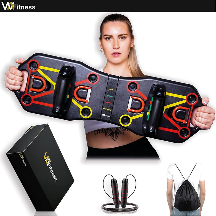 WA Fitness® Push Up Board, Multifunktionale Liegestütze Brett mit Widerstandsband Fitness Geräte und
