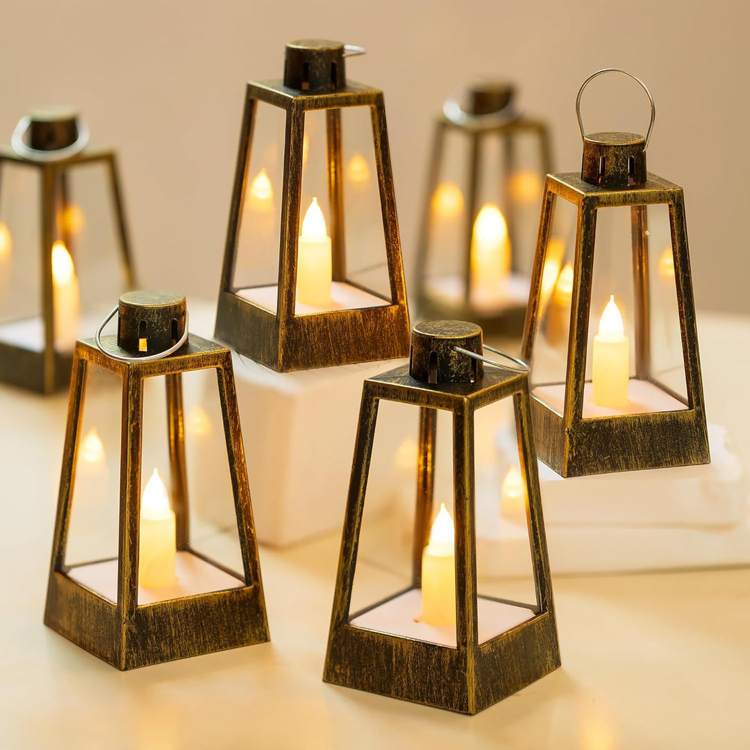 Orientalische Laterne Gold Weihnachten Tischdeko - Romadedi 10er Set Mini LED Laterne Metall mit Bat