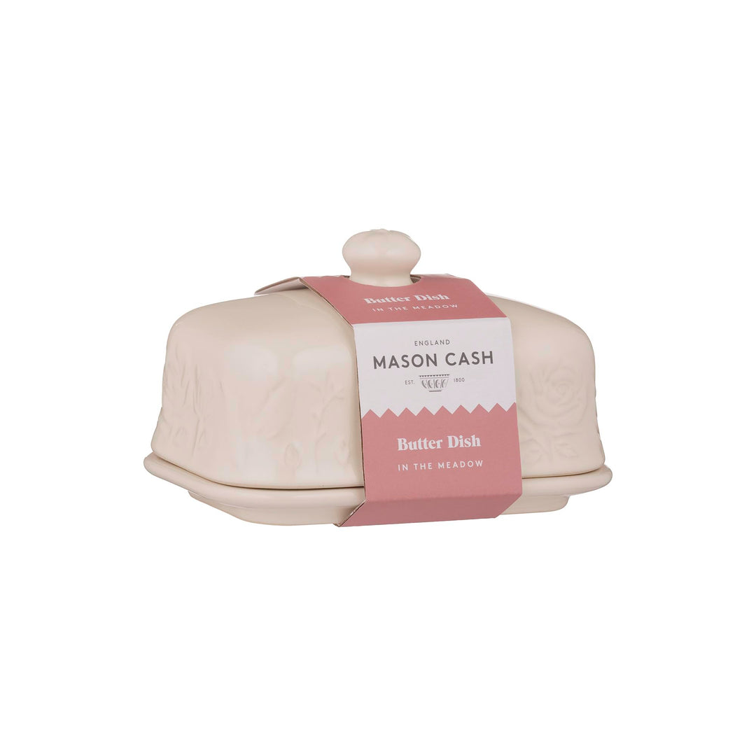 Mason Cash In the Meadow Butterdose mit geprägtem Blumendesign, robuster Steingut, luftdichter Decke