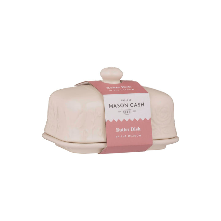 Mason Cash In the Meadow Butterdose mit geprägtem Blumendesign, robuster Steingut, luftdichter Decke