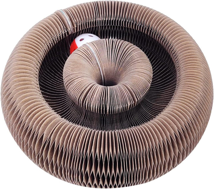 Katzen Kratzbrett, Katzenspielzeug Pappe mit Glockenball, 21cm lang Magic Organ Cat Scratching Board