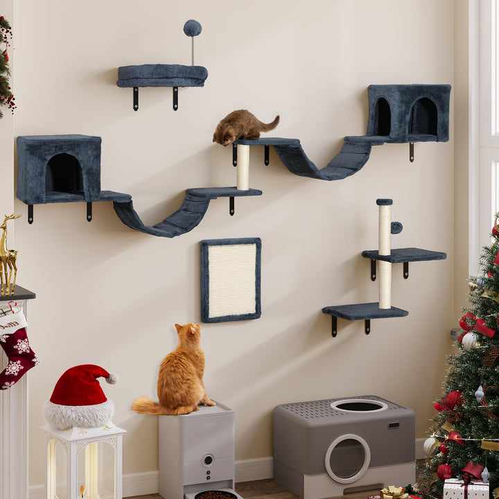 YITAHOME 8 PCS Katzenkletterwand-Set, Stabiles Plüsch-Klettergerät für Katzen, Katzenklettergerüst S