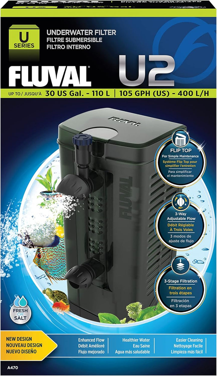 Fluval U2 Innenfilter, für Aquarien von 45 bis 110l + Biomax, Bio-Ringe mit einem komplexen Porensys