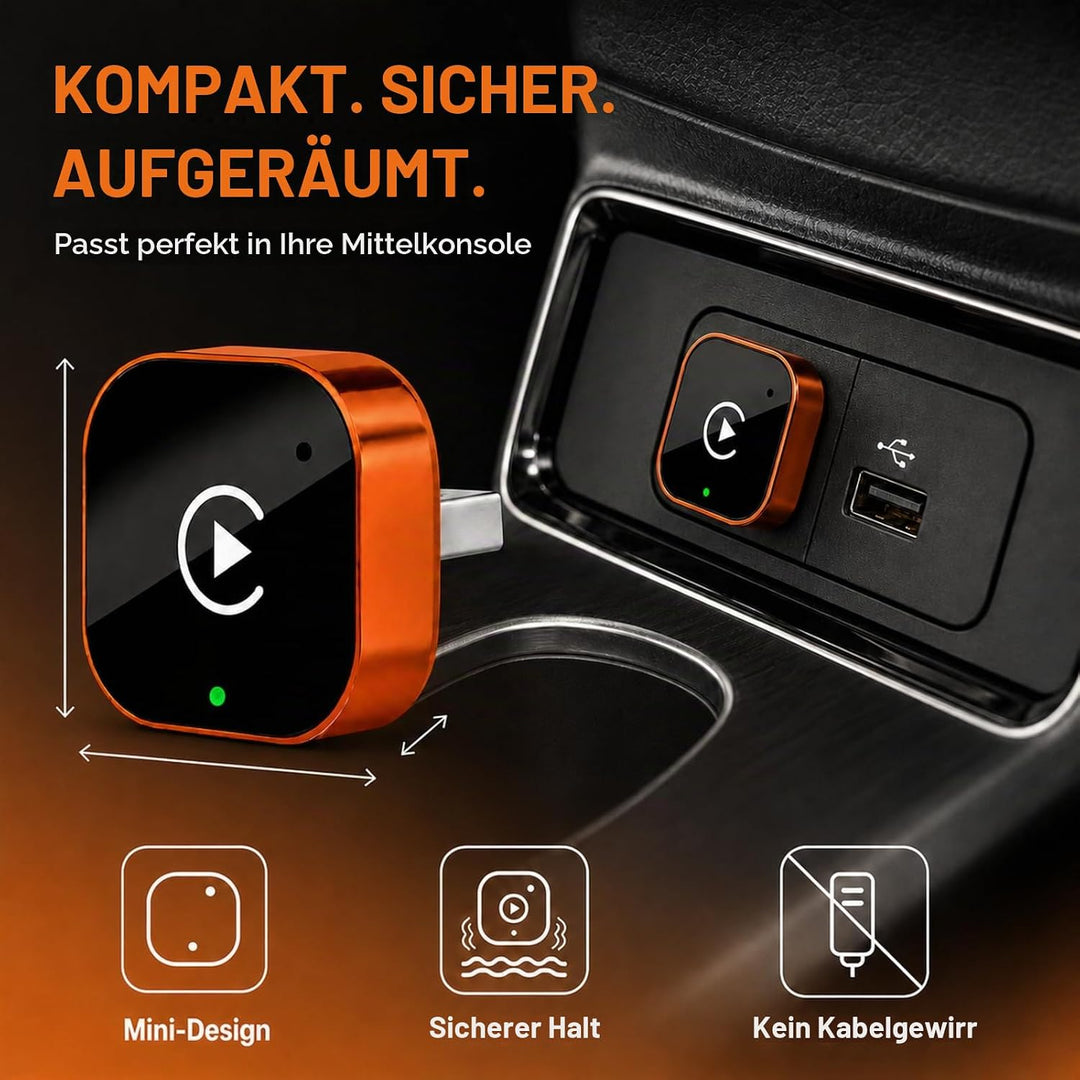 2-in-1 Wireless CarPlay &amp; Android Auto Adapter orange, orange