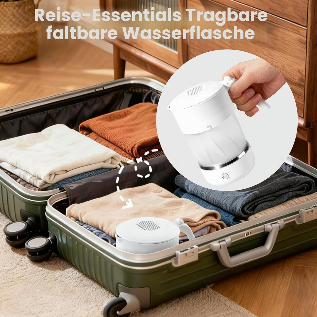 Mini Wasserkocher - 500ML Faltbarer Wasserkocher Lebensmittelechtes BPA-frei 680 W Schnellheizung Re
