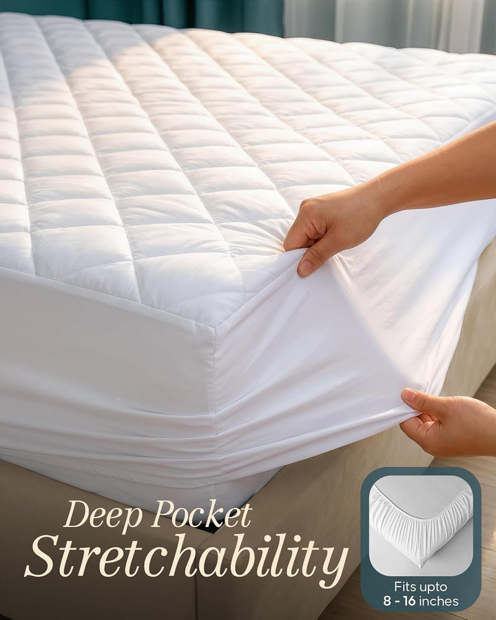Utopia Bedding Gesteppte Matratzenauflage (grosses Einzelbett), Matratzenbezug dehnbar bis 40,6 cm H