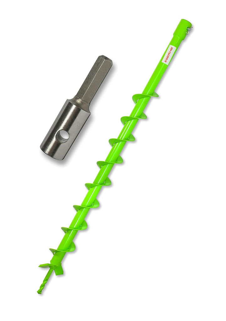 WERHE® Profi Bohrer VollStahl, Erdbohrer für bohrmaschine 60 mm extrem robust mit Hex Adapter - Pfah