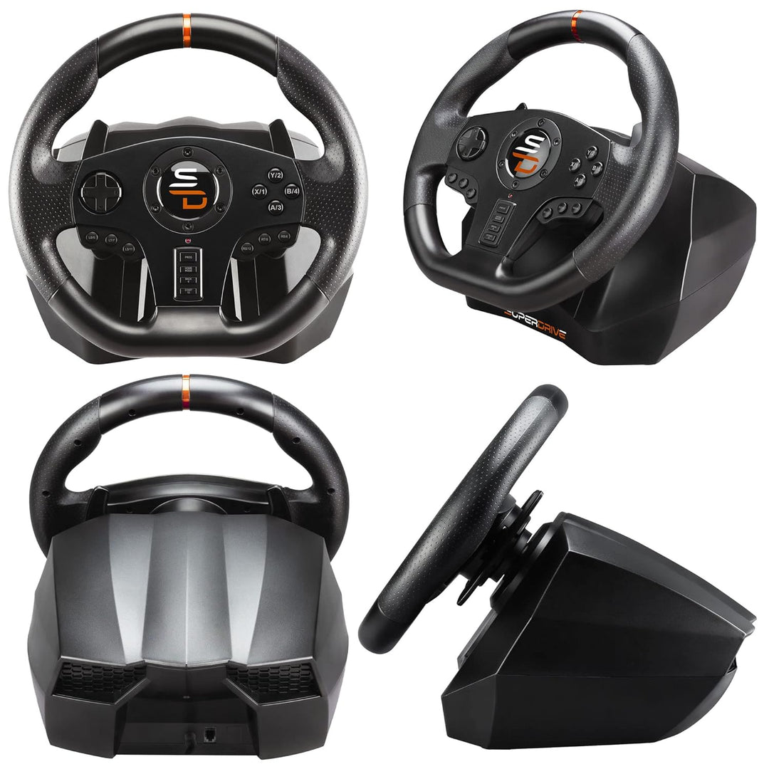Superdrive - SV710 Rennlenkrad/lenkrad mit Fusspedalen, Schaltwippen und Vibration - PC-kompatibel (