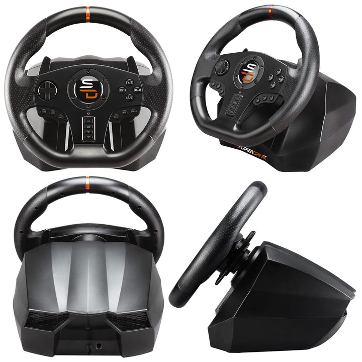 Superdrive - SV710 Rennlenkrad/lenkrad mit Fusspedalen, Schaltwippen und Vibration - PC-kompatibel (
