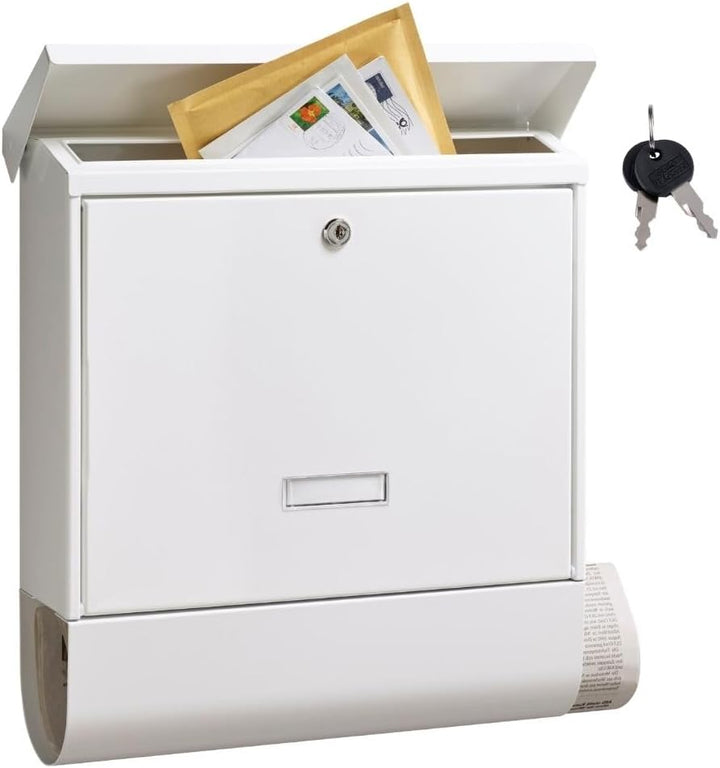 BURG-WÄCHTER Briefkasten mit Zeitungsfach und Namensschild, Verzinkter Stahl, Einwurf-Format DIN C4,