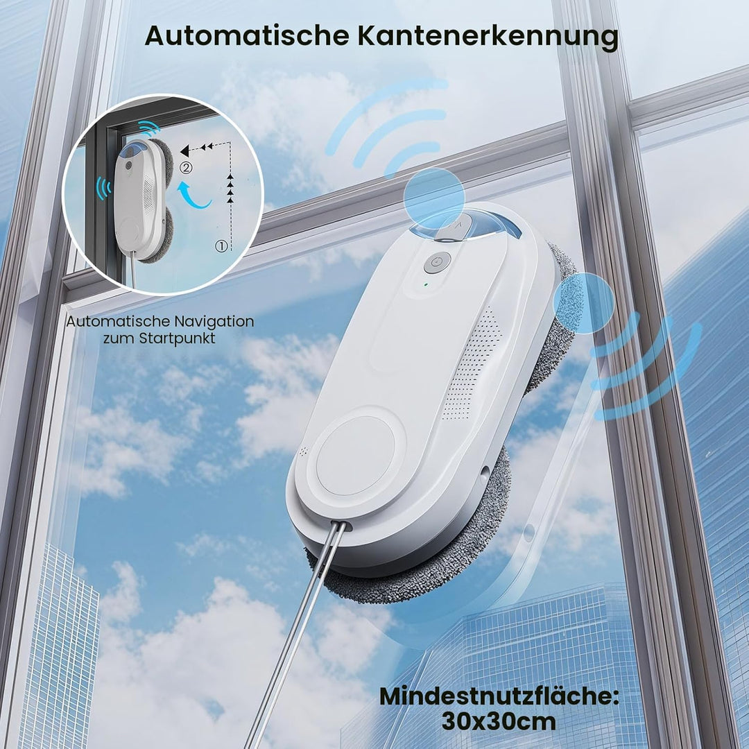 KKI Fensterputzroboter,Automatischer Fensterreiniger-Roboter, Dual-Spray, Max. 3200 Pa, KI-Pfadplanu