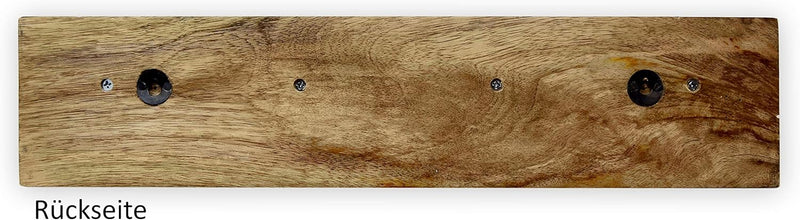 Lashuma Holz Hakenleiste mit 4 Weissen Küchenhaken, Zink Badehaken Farbe Weiss, Retro Garderobenleis