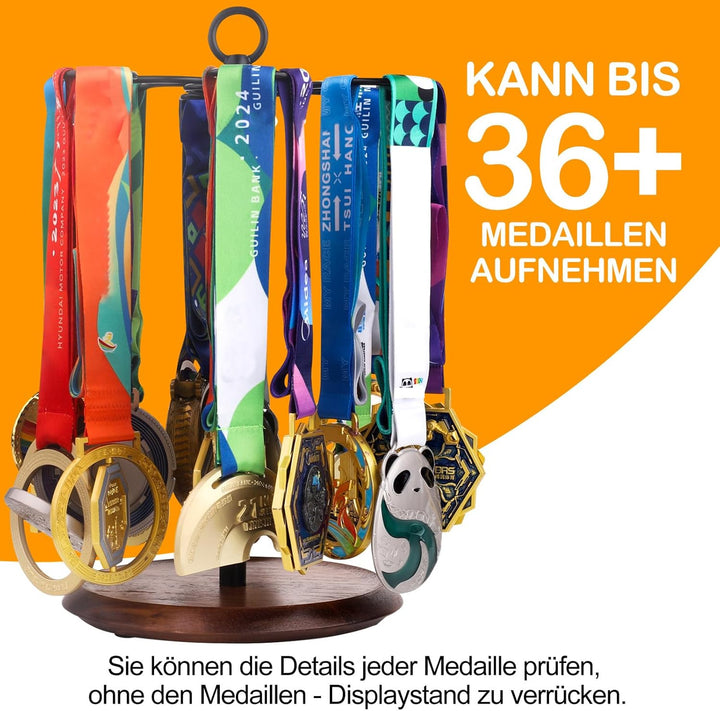 360-Grad Drehbares Medaillenhalter,Medaillen Halter für 30+ Medaillen, Medaillen Aufhänger für Fussb