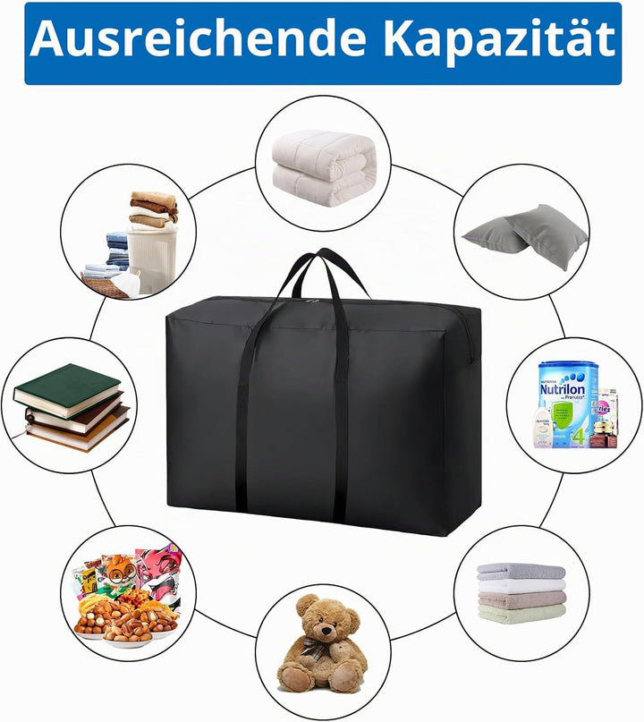 WOPPLXY 5 Stück Aufbewahrungstasche Gross, 100L Umzugstaschen mit Reissverschlüssen Handgriff, Wasse