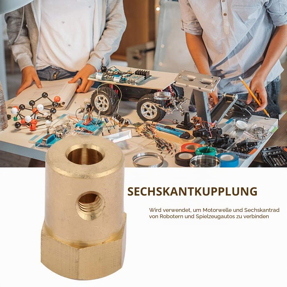 Vogueing Werkzeug 3,17 mm Messing-Verlängerungswelle Sechskantkupplung Kupplung Motor Anschluss Robo
