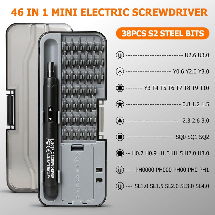 Mini Elektro Schraubendreher Set, Präzisions Elektrischer Schraubendreher | 46 in 1 Mini Elektrische
