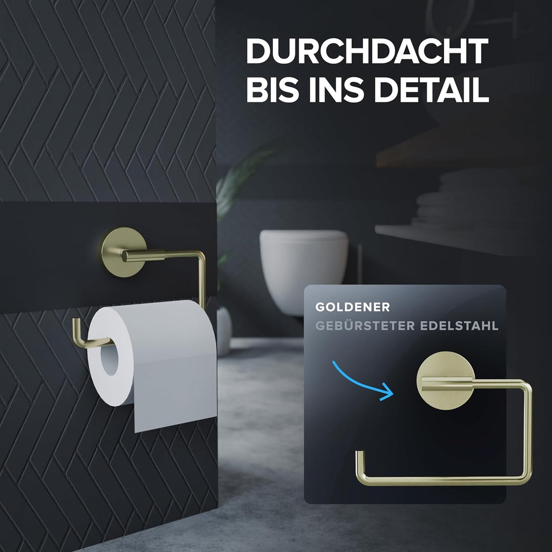 Toilettenpapierhalter Farstadsanden zum Bohren Gold | Edelstahl | Klorollenhalter ohne Deckel | WC R