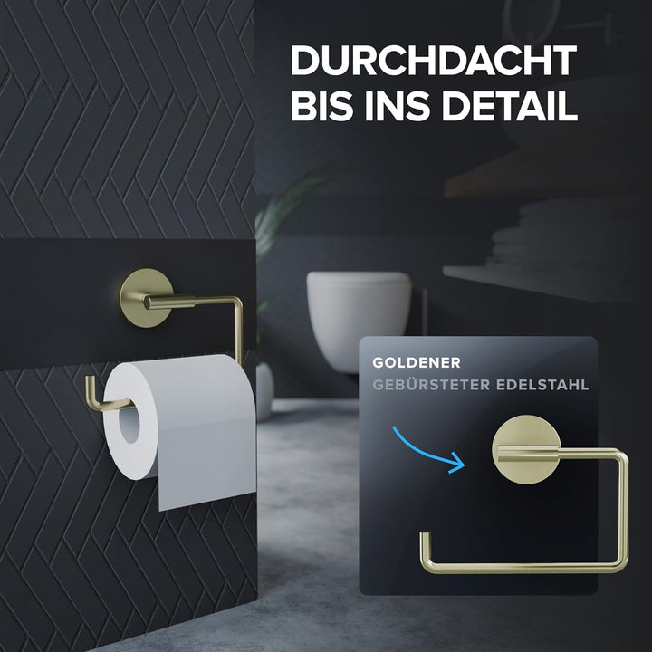 Toilettenpapierhalter Farstadsanden zum Bohren Gold | Edelstahl | Klorollenhalter ohne Deckel | WC R