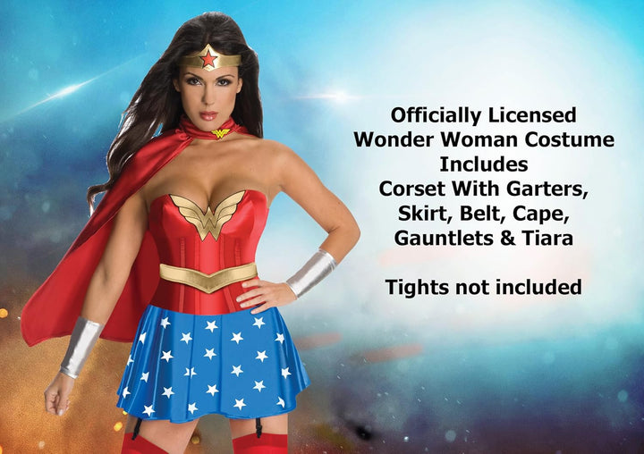 Rubie's Offizielles DC Comics Wonder Woman Korsett Damenkostüm, Superhelden-Kostüm für Erwachsene