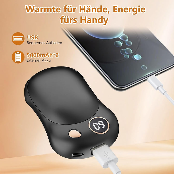 OKYUK Handwärmer 2 Pack, Magnetisches Handwärmer Elektrisch Wiederaufladbar mit 5000 mAh Akkukapazit