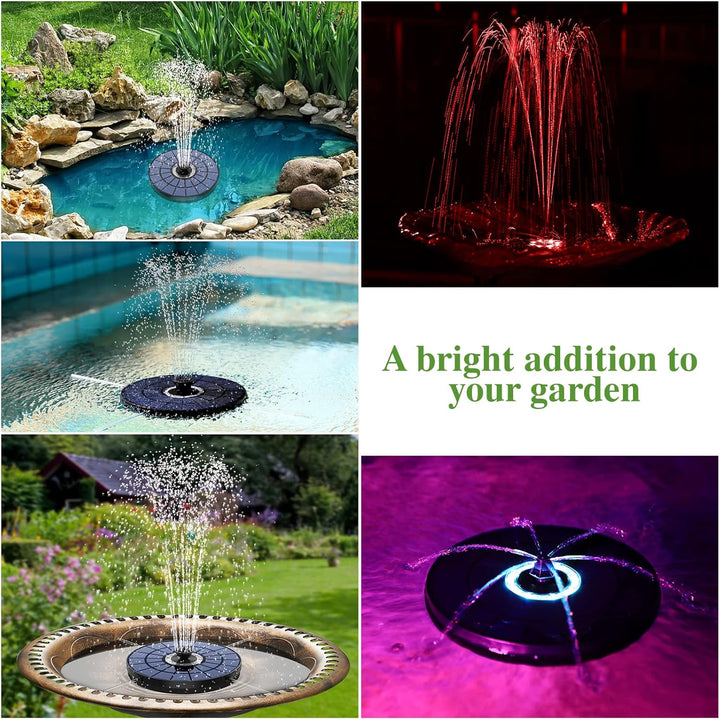 AISITIN LED Solar Springbrunnen 5,5W Buntes Solarbrunnen für aussen 2025 Upgrade,Solar Teichpumpe mi
