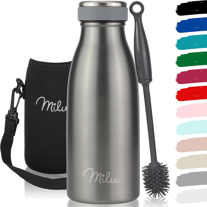 Milu Edelstahl Trinkflasche 350ml, 500ml, 750ml, 1L, 1,5L – Thermosflasche für Kinder Erwachsene aus