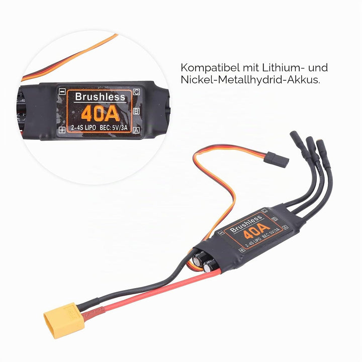 40A ESC Regler, Drohne RC Brushless, LiPo Akku 2-4S, BEC Drosselkalibrierung, Flugzeug Modellbau, FP