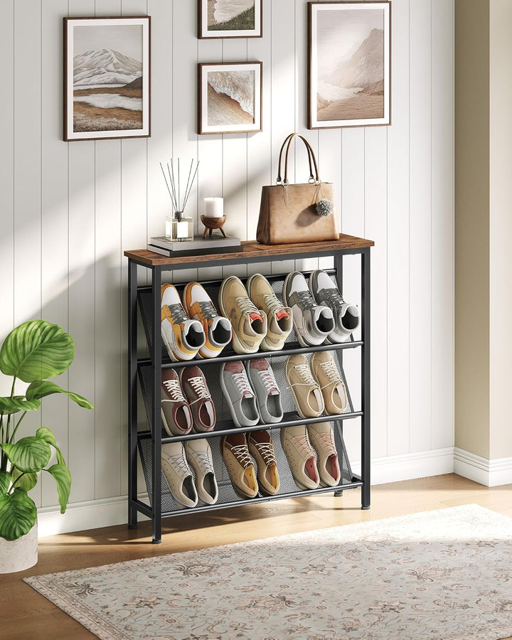 Schuhregal, 4-stufige Schuhablage, Schuhschrank schmal, Schuhständer, Schuhaufbewahrung, Schuh-Organ