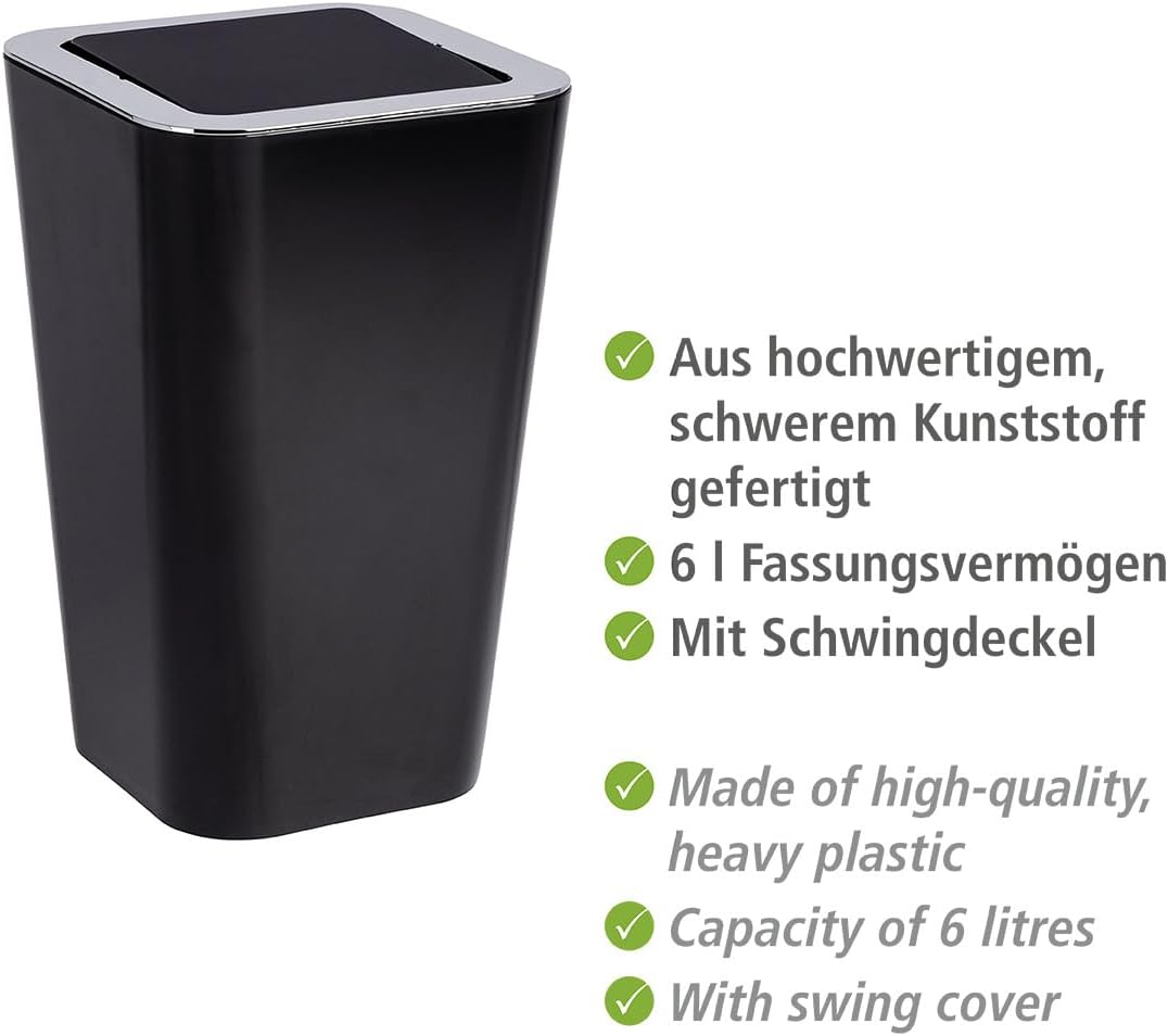 WENKO Kosmetikeimer Mod. Candy 6 Liter, Hygieneeimer, Badezimmer-Mülleimer mit Schwingdeckel Abfalle