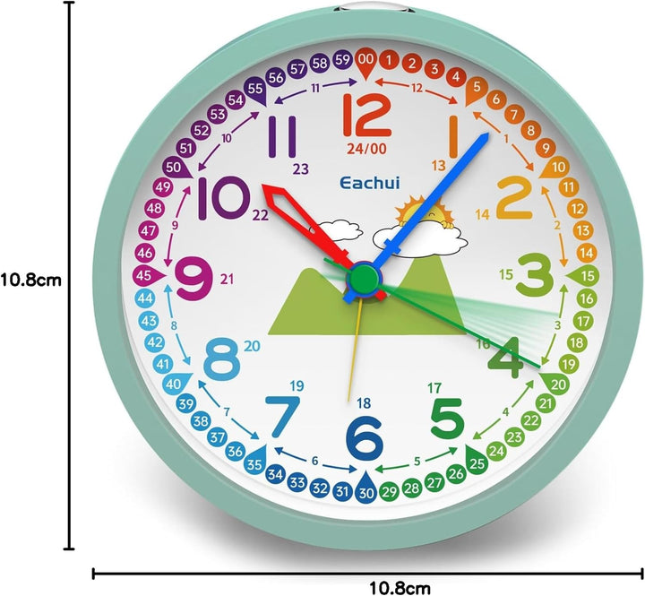 Analog Wecker Kinder ohne Ticken für Jungen und Mädchen - Analog Quarzwecker mit Nachtlicht, Snooze