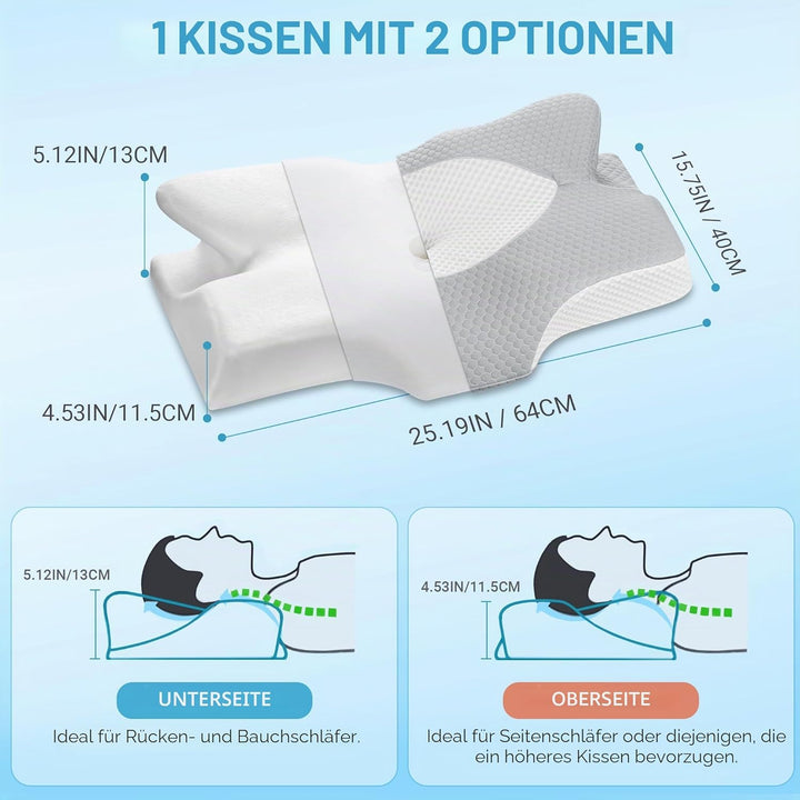 Elviros Orthopädisches Kissen aus Memory Foam, Seitenschläferkissen Nackenstützkissen, Kopfkissen Na