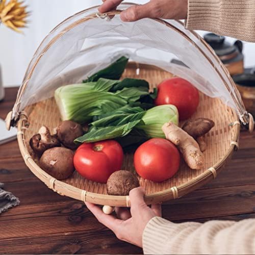 Runder Bambuskorb mit Deckel, Gemüse, Obst, Brot, Aufbewahrungskorb (36 cm Durchmesser) 36cm in diam