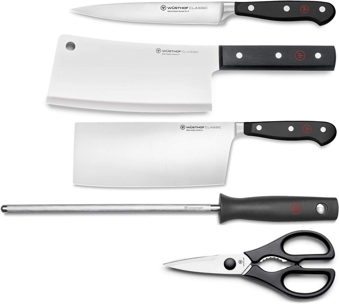 WÜSTHOF Classic Messerblock mit 5 Artikeln 5-teilig Schwarze Esche, 5-teilig Schwarze Esche