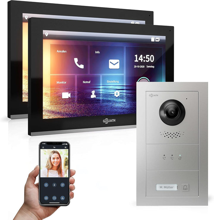 Goliath Hybrid | IP | Full-HD Video Türsprechanlage | App | 1-Fam | 2 x Full-Touchscreen 10" | Alumi