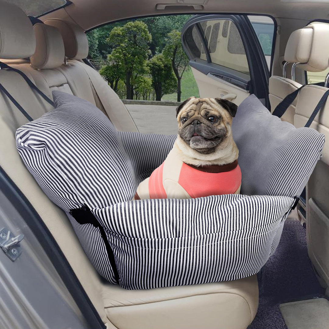 Johnear Autositz Sitzerhöhung für Mittlere Hunde 2 in 1 Hundebett Auto Reise mit 2 Taschen，geeignet