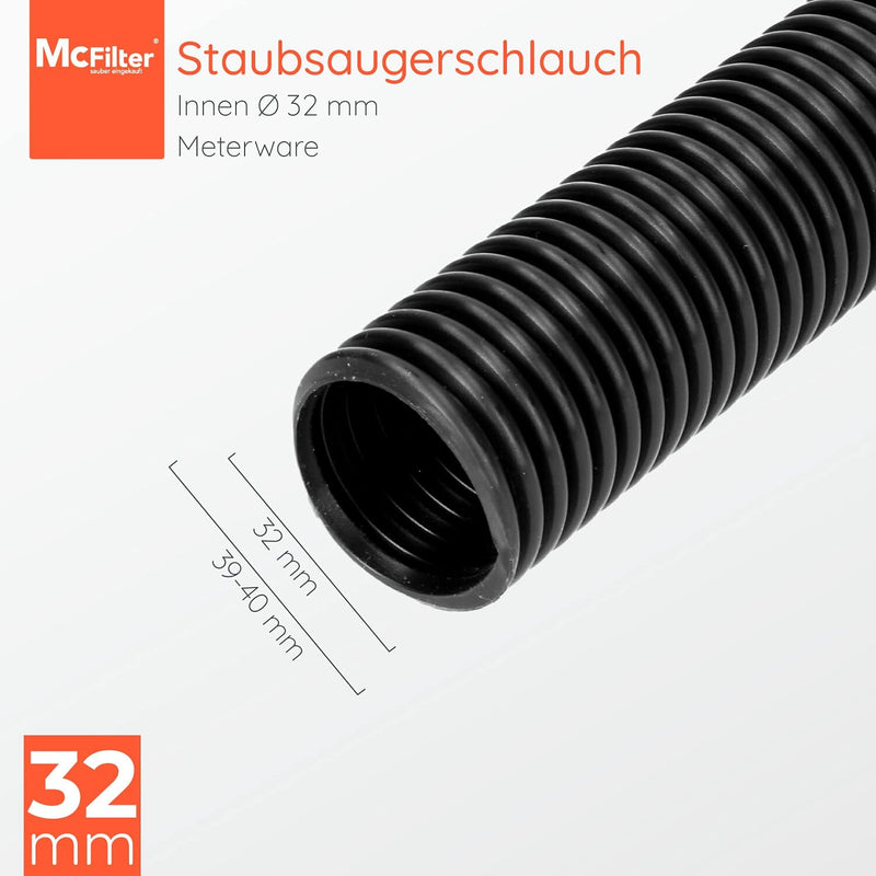 McFilter Staubsaugerschlauch Meterware 32/35/36/38mm Innen Ø Schlauch für Staubsauger Industriesauge