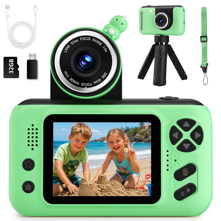Kinderkamera 3-12 Jahre, HD Digitalkamera mit 2,4 Zoll Bildschirm | Flip-Selfie Kamera,32GB Speicher