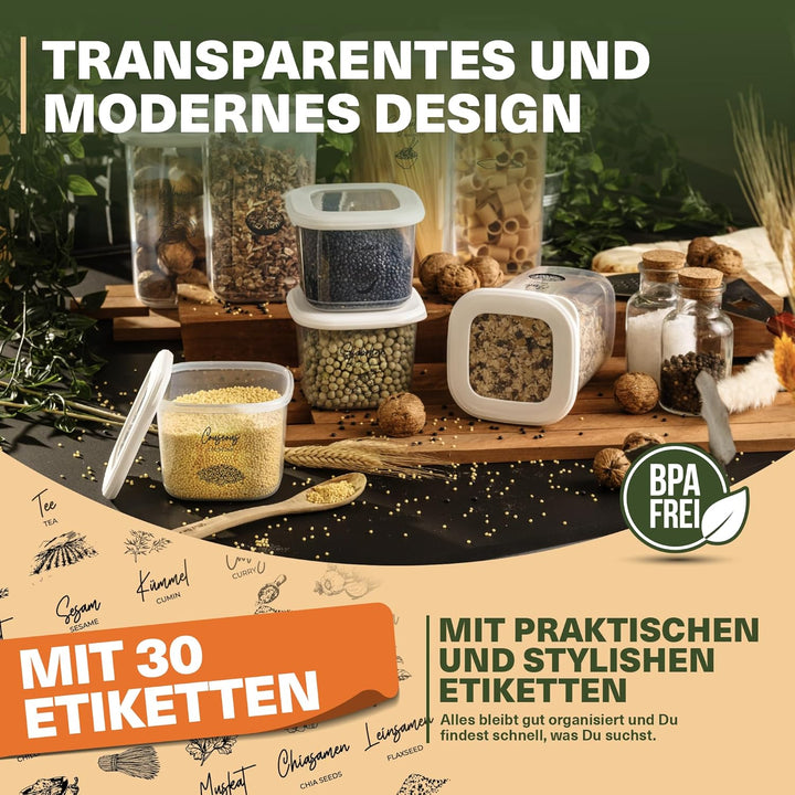 Vorratsdosen mit Deckel Luftdicht, 12er Vorratsbehälter Set BPA-Frei, Vorratsdose zur Müsli Mehl Auf