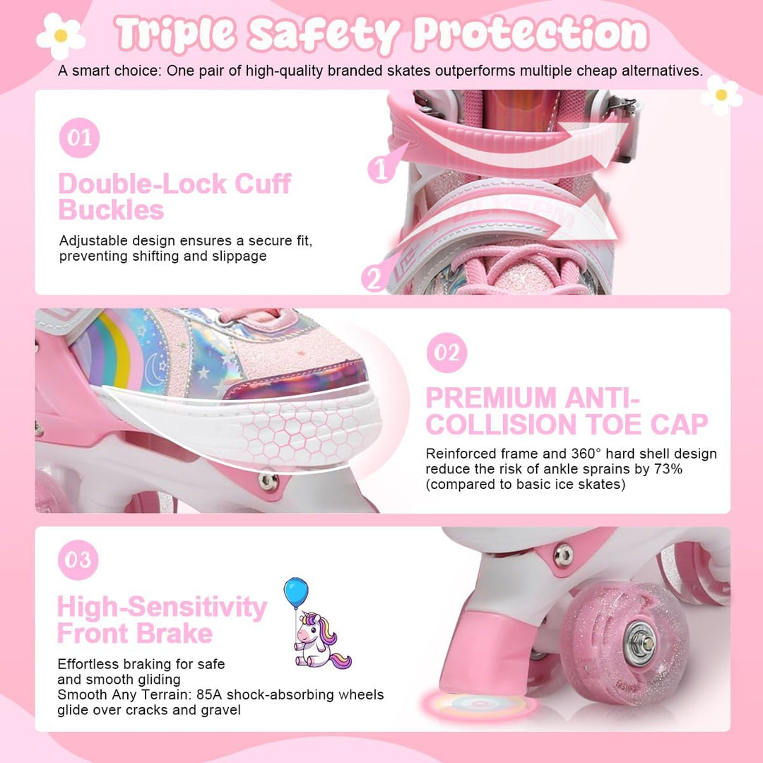 Rollschuhe Kinder Rollschuhe Verstellbar Rollschuhe Damen,LED Rollschuhe und 4 Grössen verstellbar,R