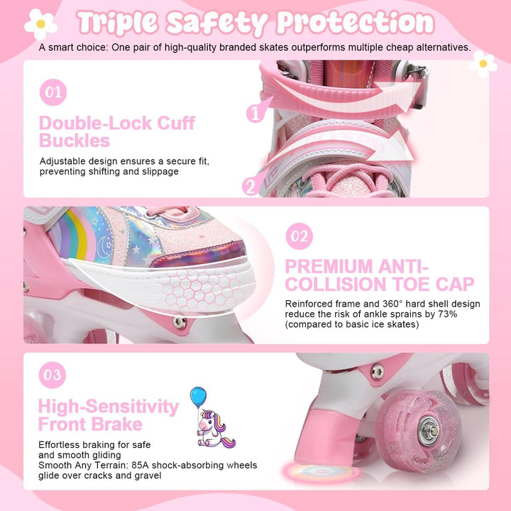 Rollschuhe Kinder Rollschuhe Verstellbar Rollschuhe Damen,LED Rollschuhe und 4 Grössen verstellbar,R
