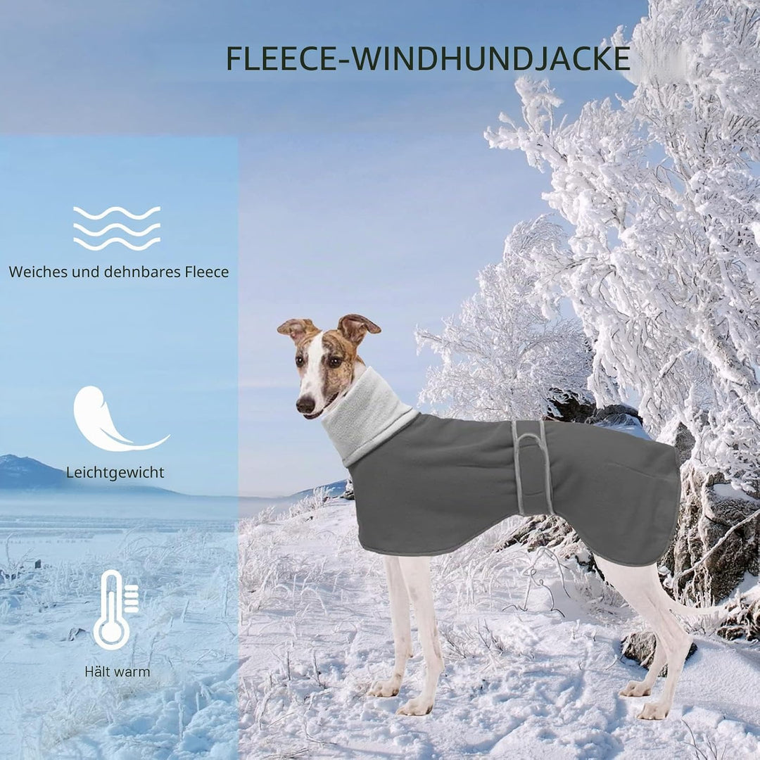Geyecete Fleece Hundemantel Pullover für Windhunde,Whippet winterjacken Rollkragen Warmes Verstellba