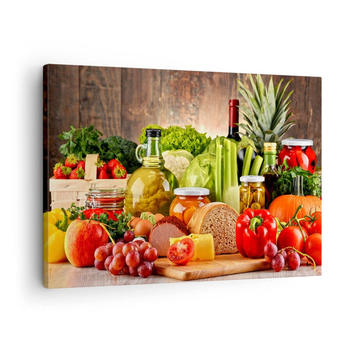 Bilder auf Leinwand Lebensmittel Gemüse Brokkoli Fleisch Leinwandbild 70x50cm Wandbilder Dekoration