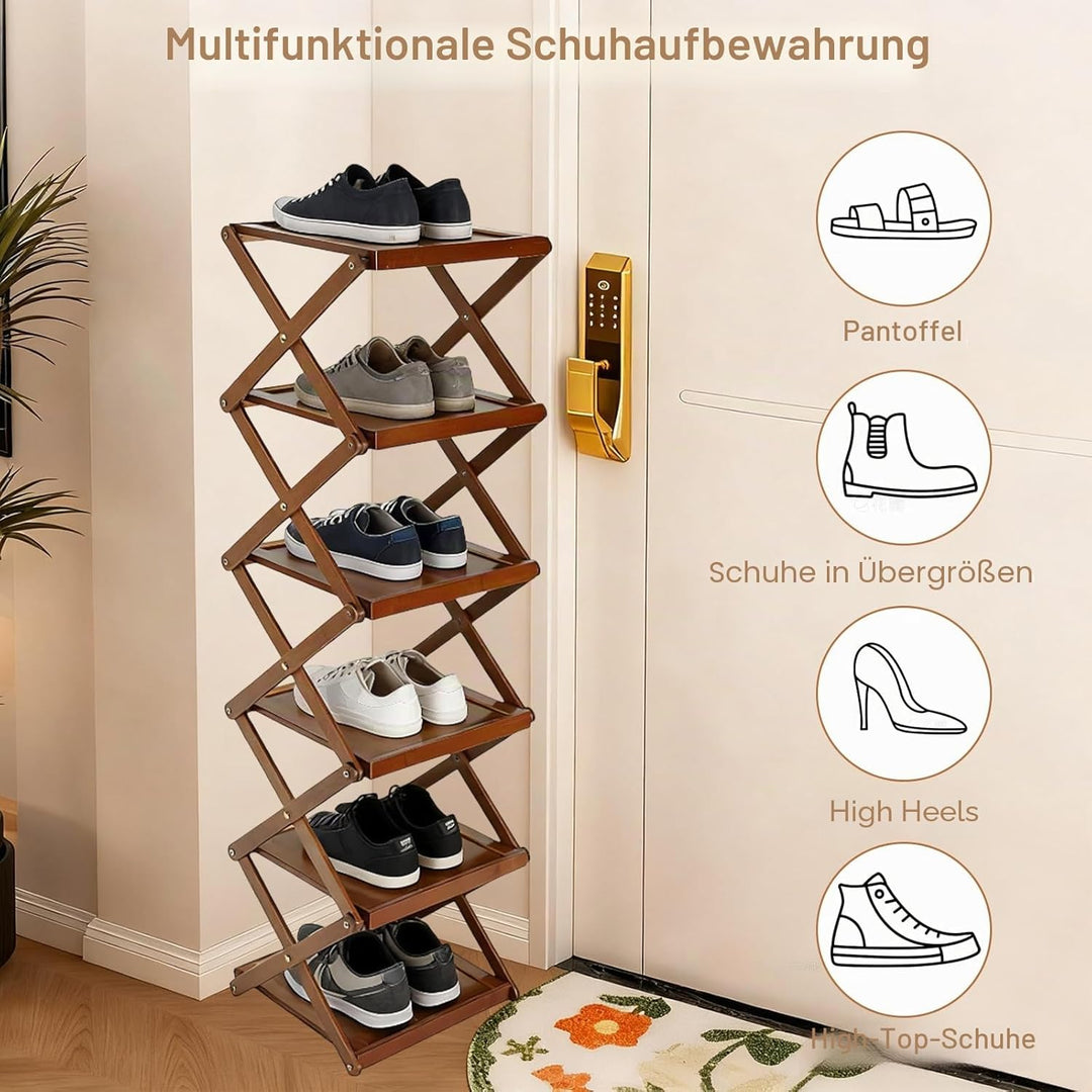 YYW Schuhregal, faltbares Bambus-Schuhregal, freistehender Schuhaufbewahrungsorganisator für Diele,