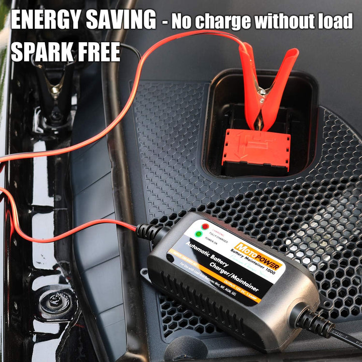 MOTOPOWER MP00206A 12V 1.5Amp Automatisches Ladegerät/Wartung für Autos, Motorräder, Geländefahrzeug